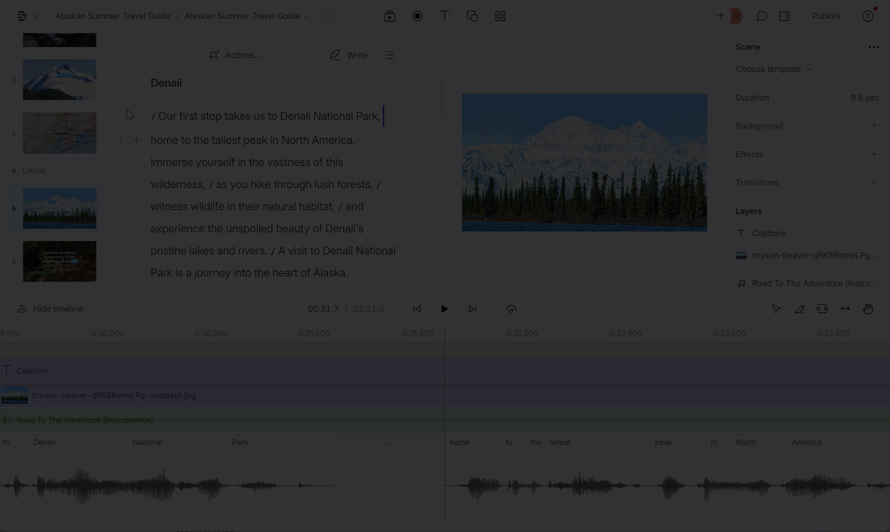 Gif showing deleting text from the transcript